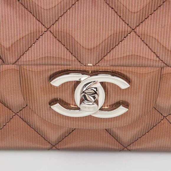 Chanel Bronze Striated Quilted Patent Leather Classic Maxi Double Flap Bag - Picture 8 of 11